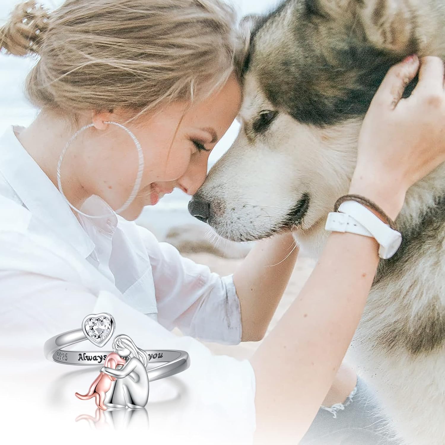 Elin™ | Ring med hundikon (Rose)