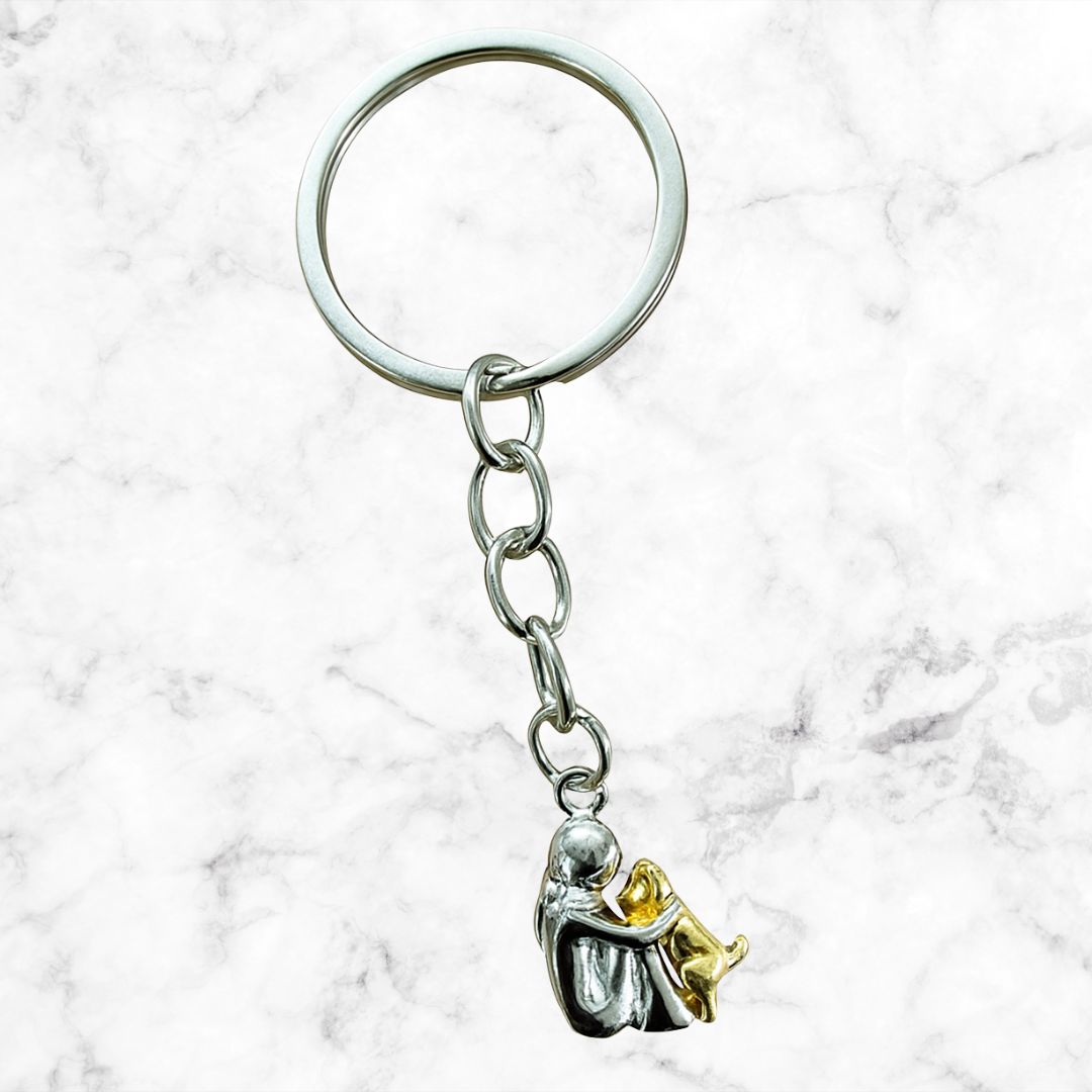 Elin | Nyckelring med flicka och hund