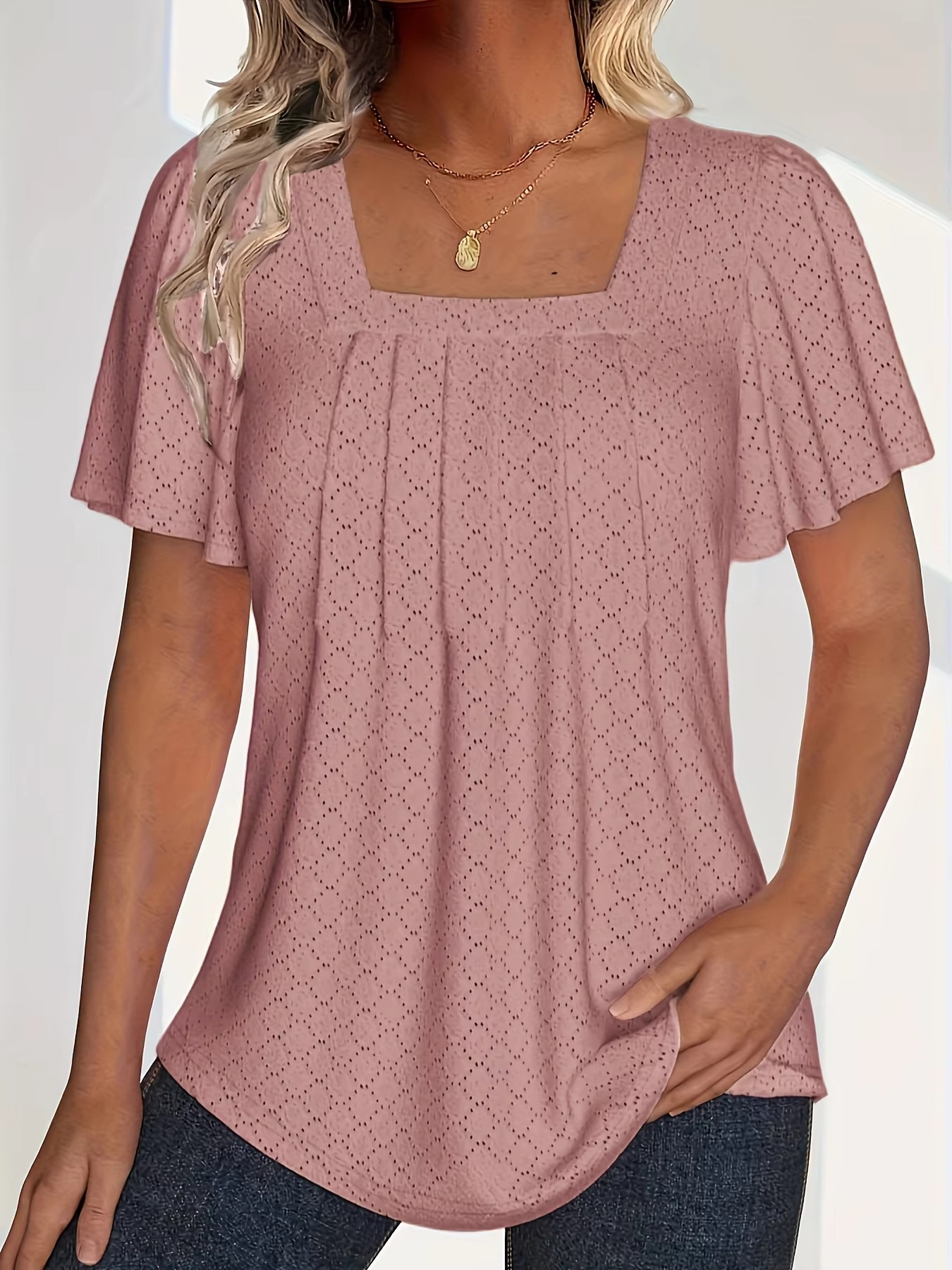 Elin | Mirelle – Blus med fyrkantig halsringning och textur